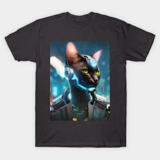 Cyberpunk Kitty (5) - Anthropomorphic Sci fi Cats T-Shirt